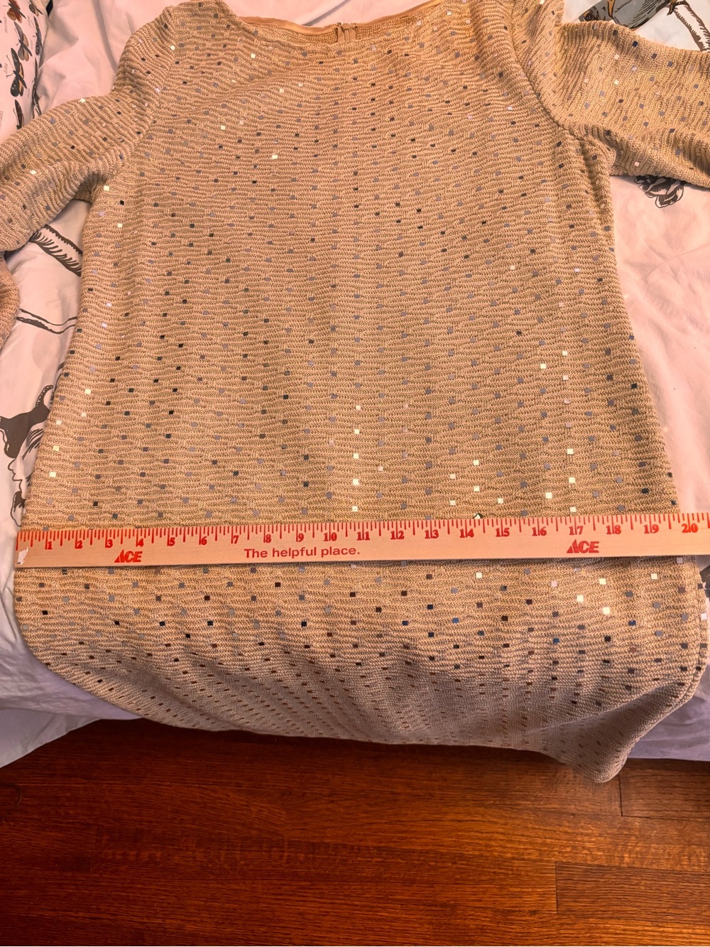 St. John Gold Sequin Long Sleeve Shift Dress - Picture 7 of 8
